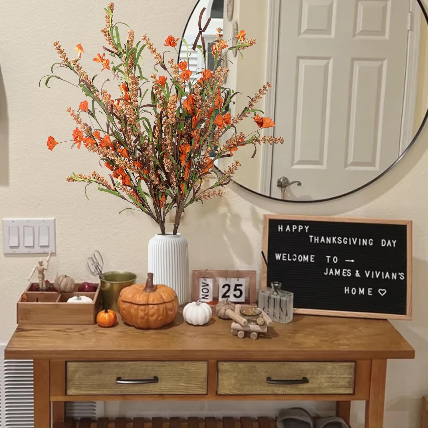 Sggvecsy Artificial Fall Flowers 6 Pcs 16 Inch Floral Arrangement