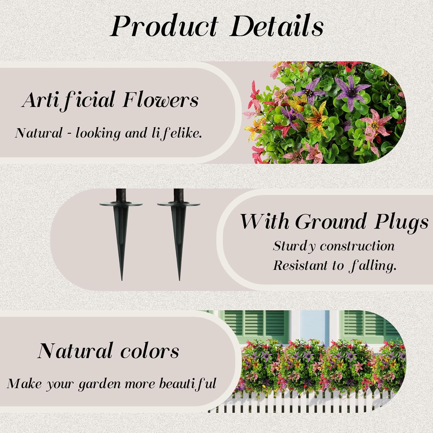 Kusamue Artificial Oncidium Topiary 2pcs 23 Inch Outdoor Faux Plants