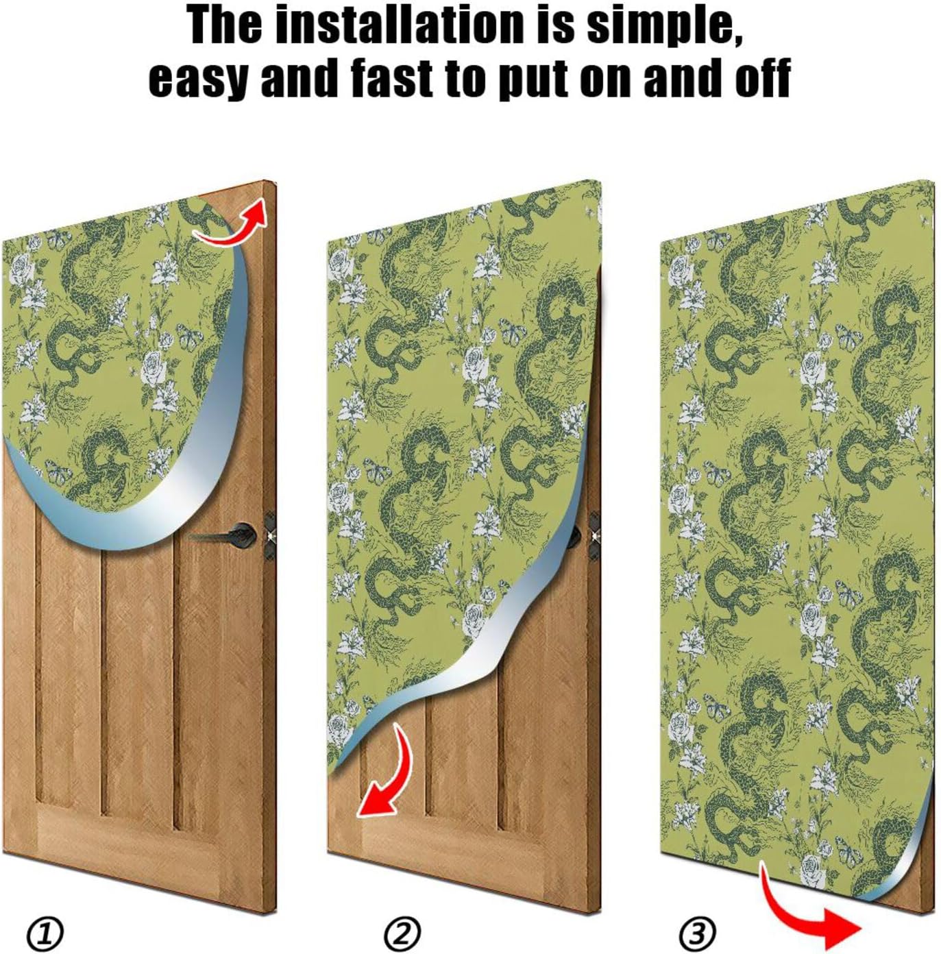 Susiyo Asian Dragon Green Christmas Door Cover Decoration 32x79in