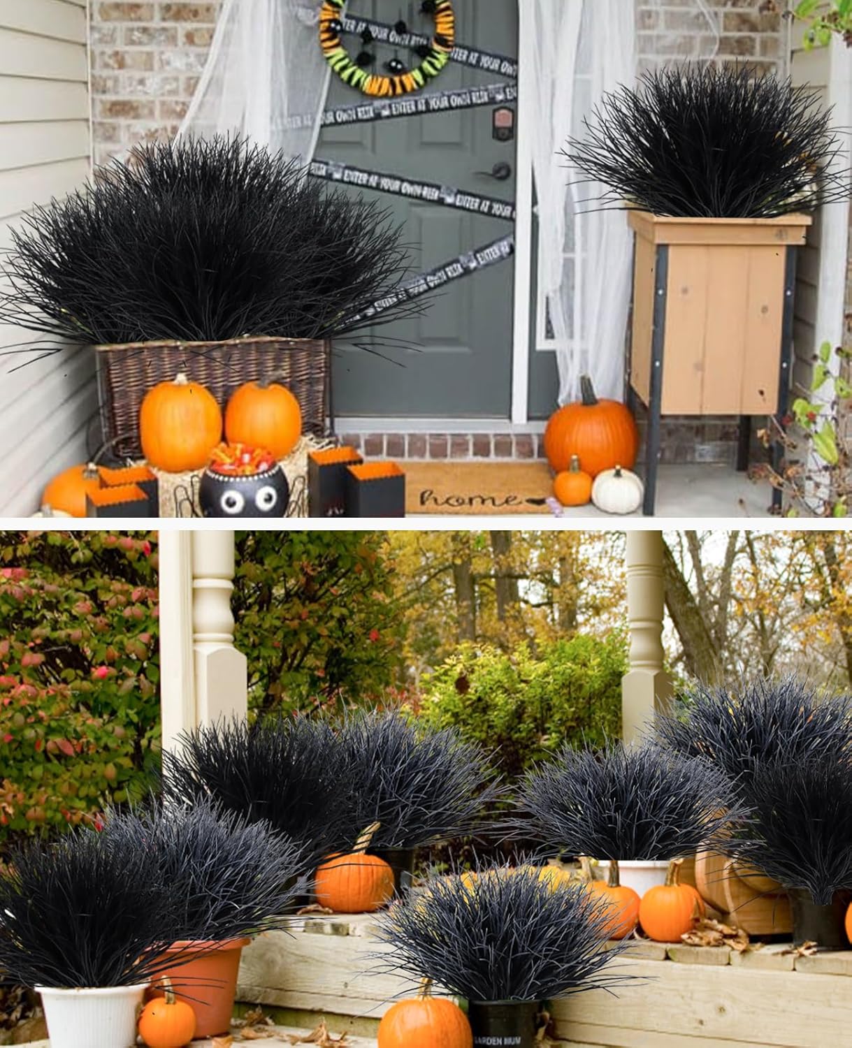 Fake Black Plants Artificial Grass for Outdoor Halloween Decor 12Pcs