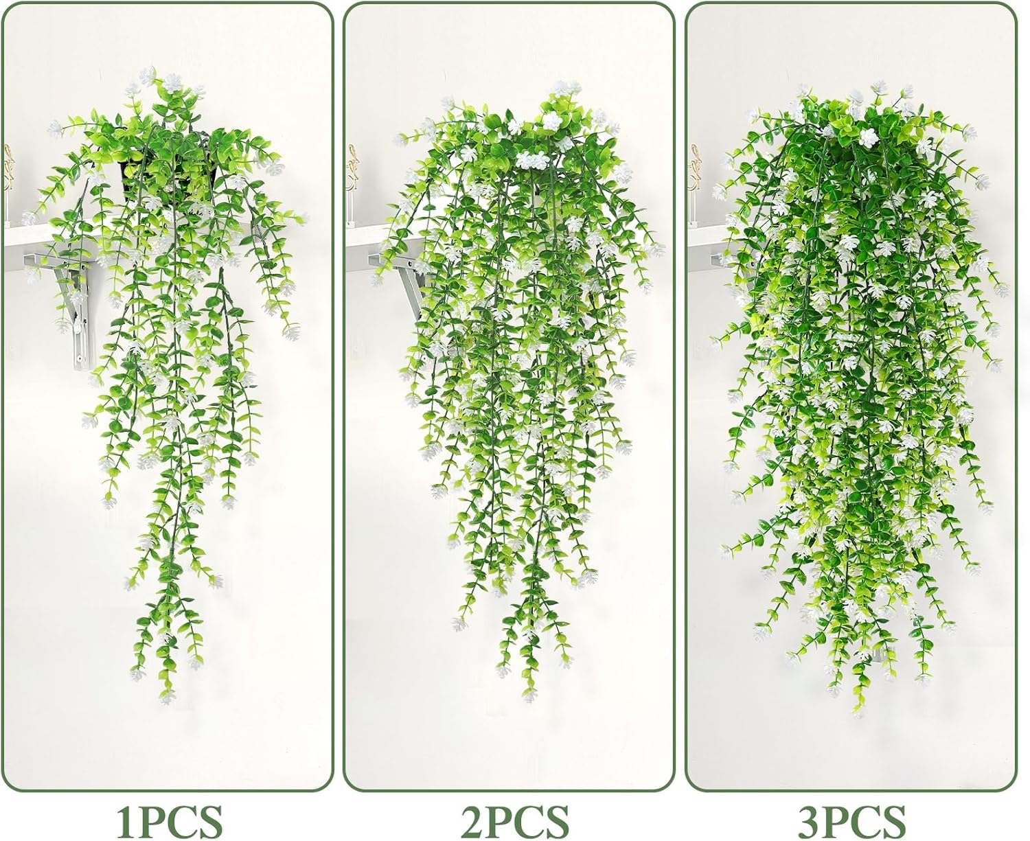 SOMYTING Artificial Hanging Eucalyptus Plants 6PCS White