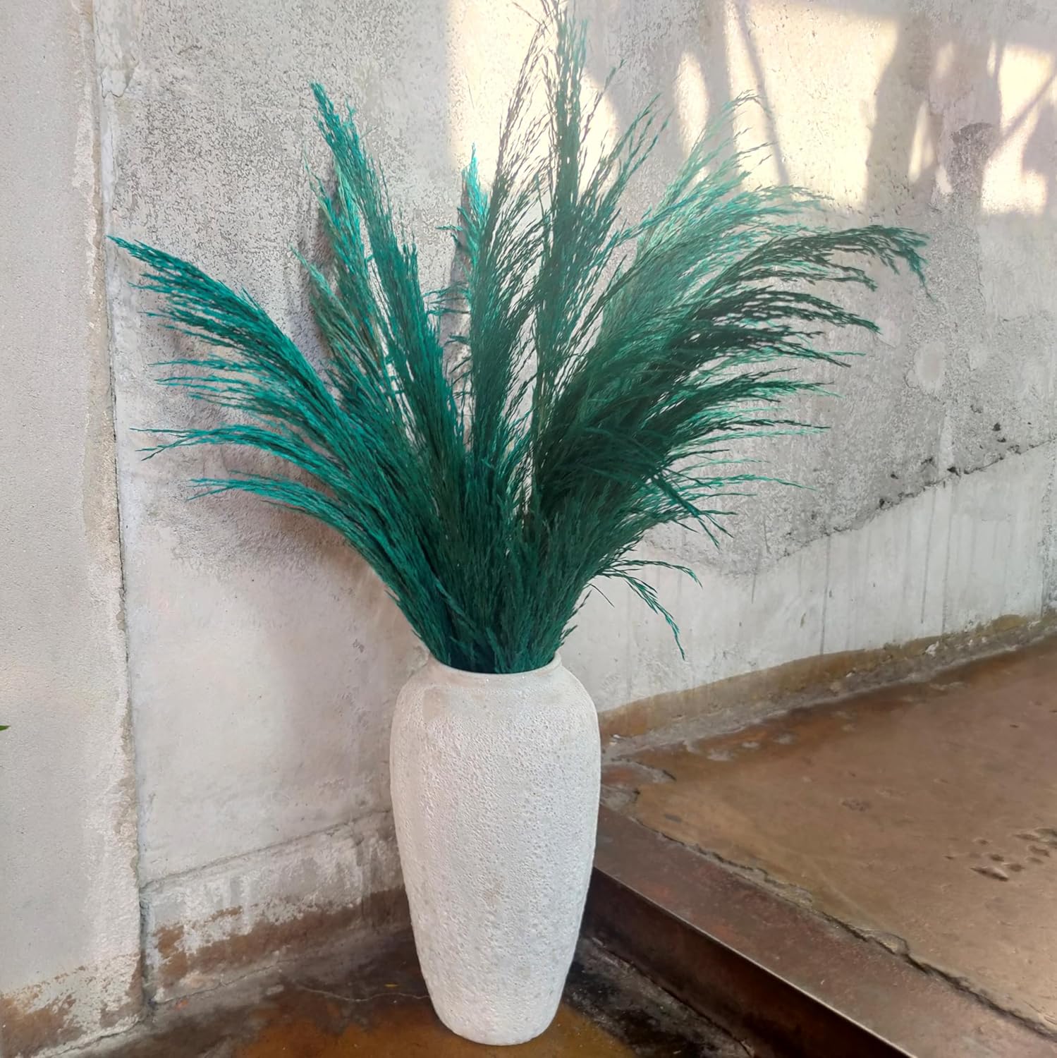 Teal Pampas Grass Decor Tall 4pcs Natural Dried Blue Floral with Aroma