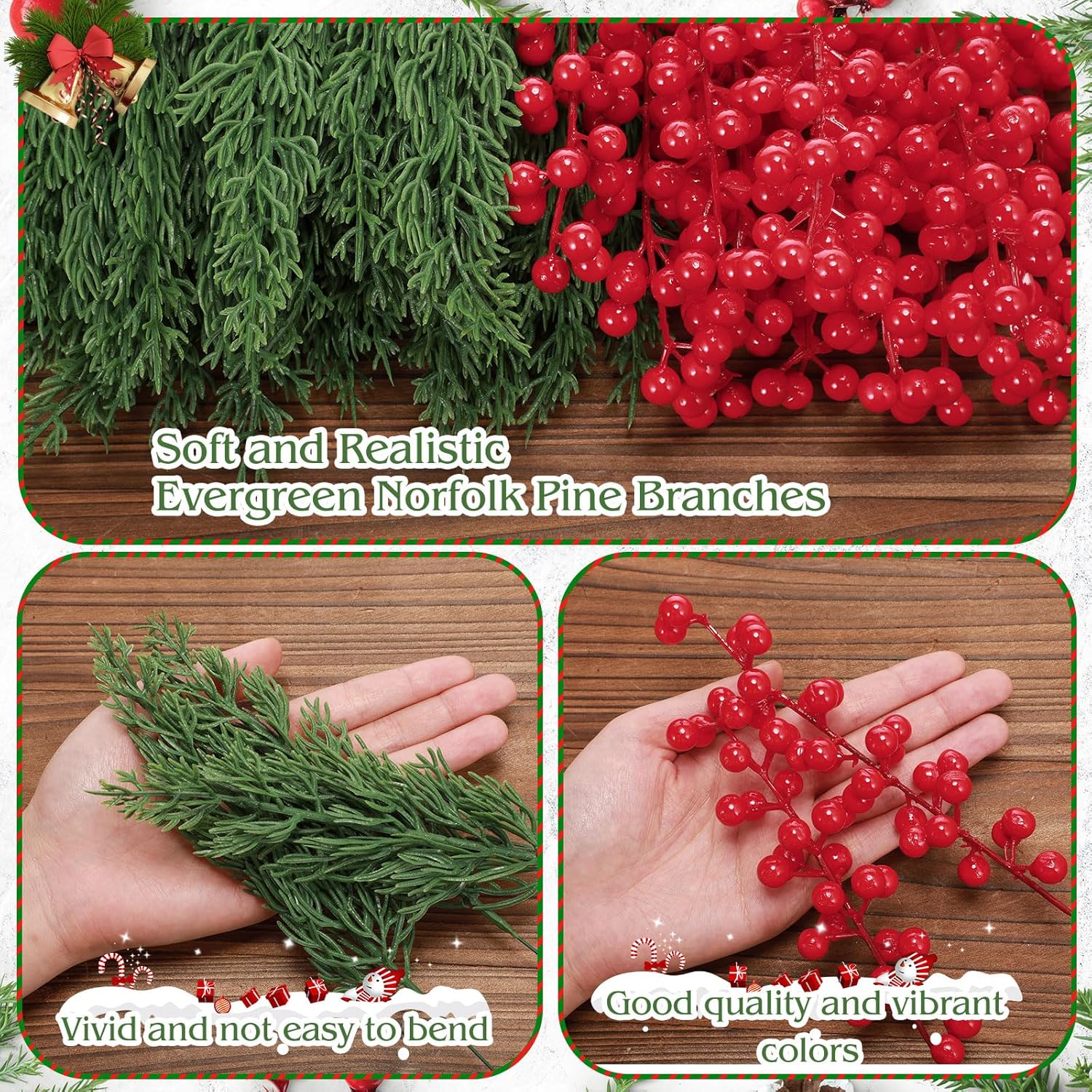 Ceenna 60 Pcs Artificial Christmas Flowers Set