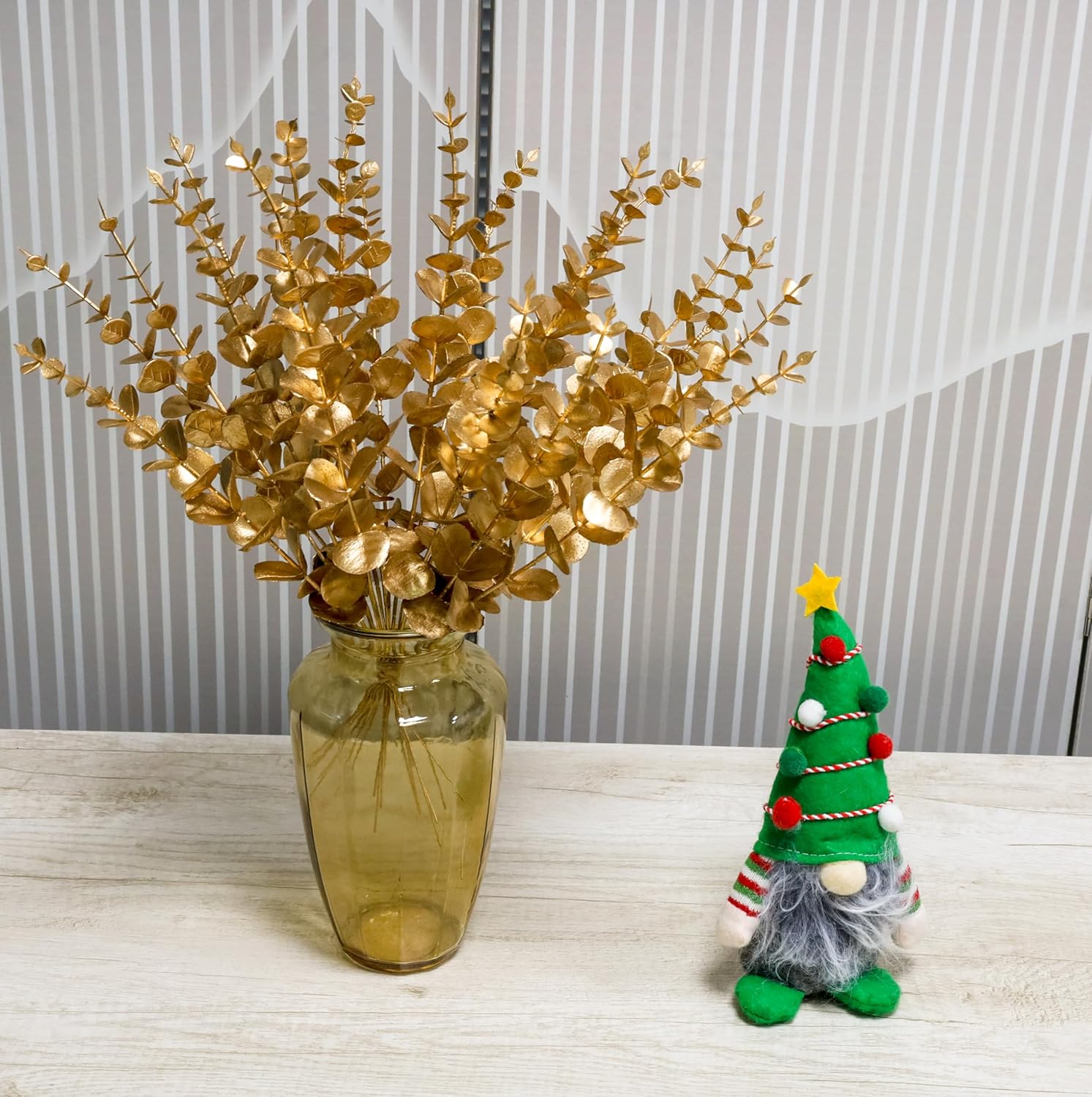 24 Pcs Gold Eucalyptus Artificial Leaves Decor Branches for Wedding and Home