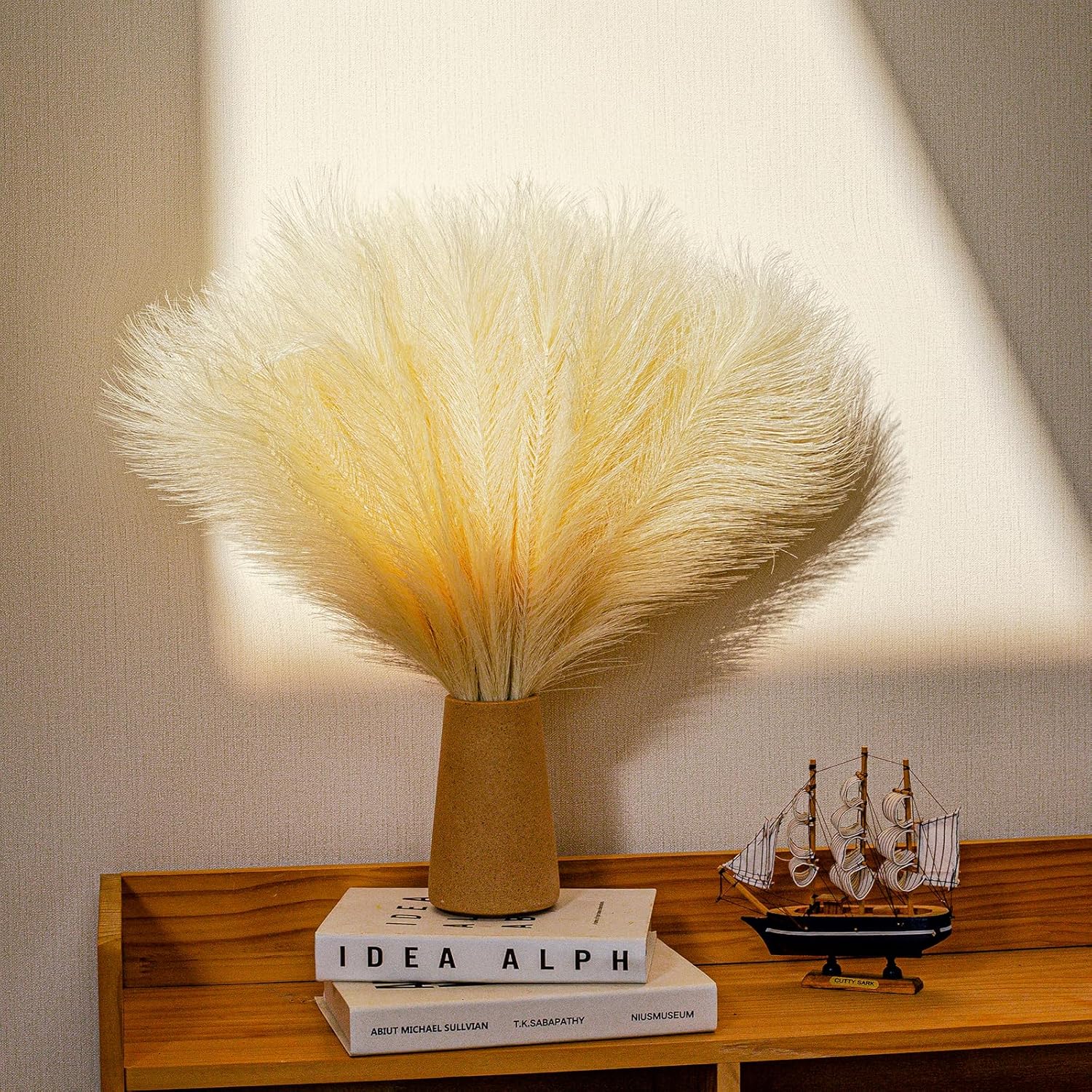 10 Stems Faux Pampas Grass - 177 Inch Artificial Decor for Boho Home