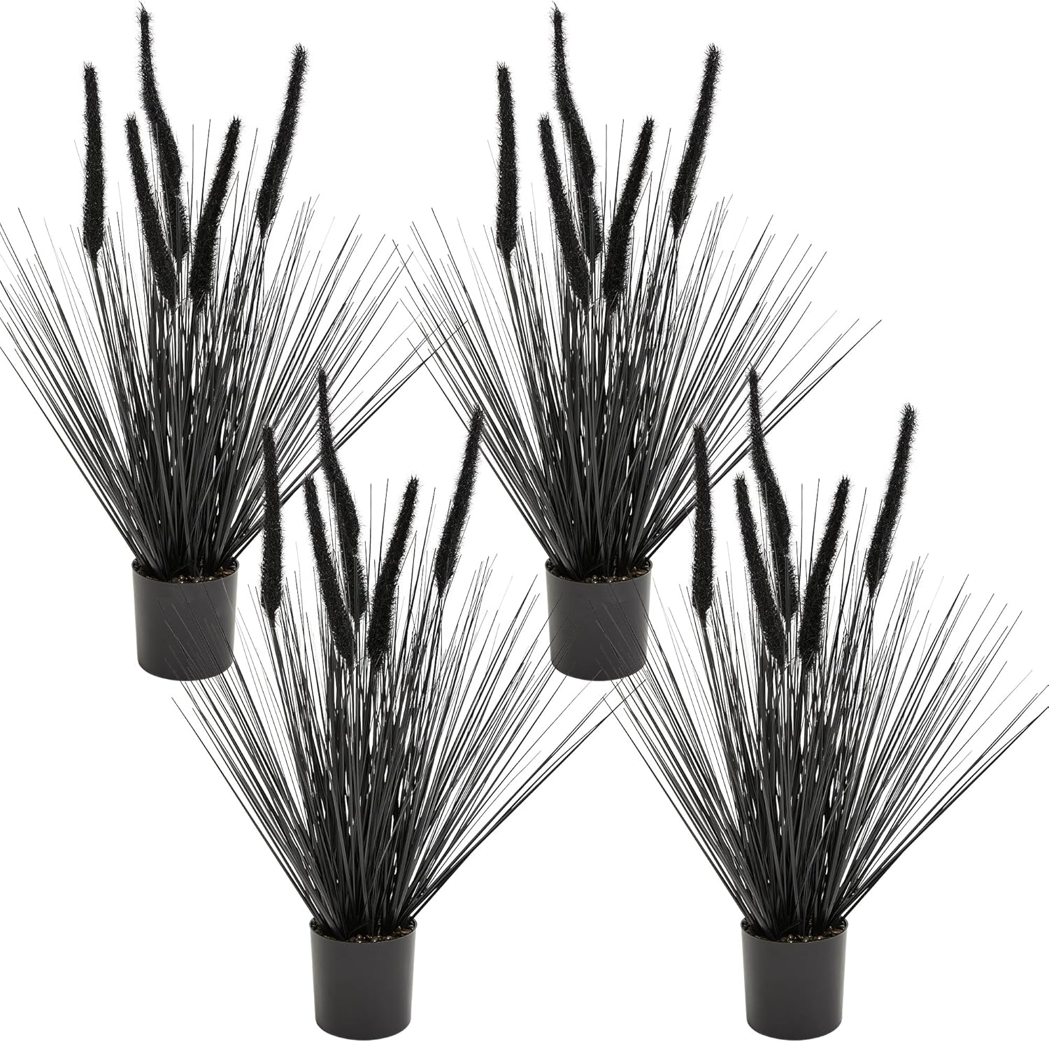 KOL 2ft Black Artificial Horsetail Grass 4-Pack