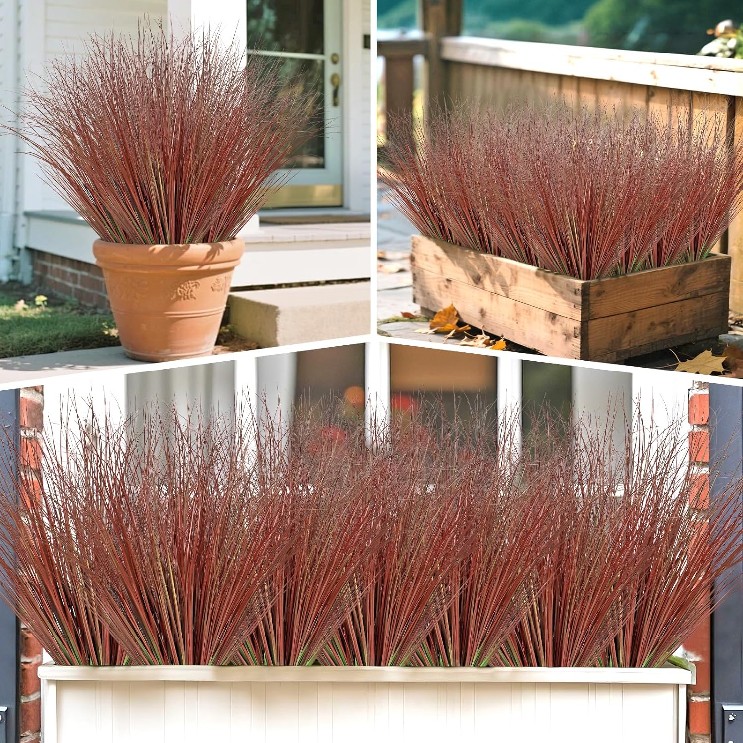 24 Pack Red Artificial Onion Grass for Outdoor and Indoor Decor