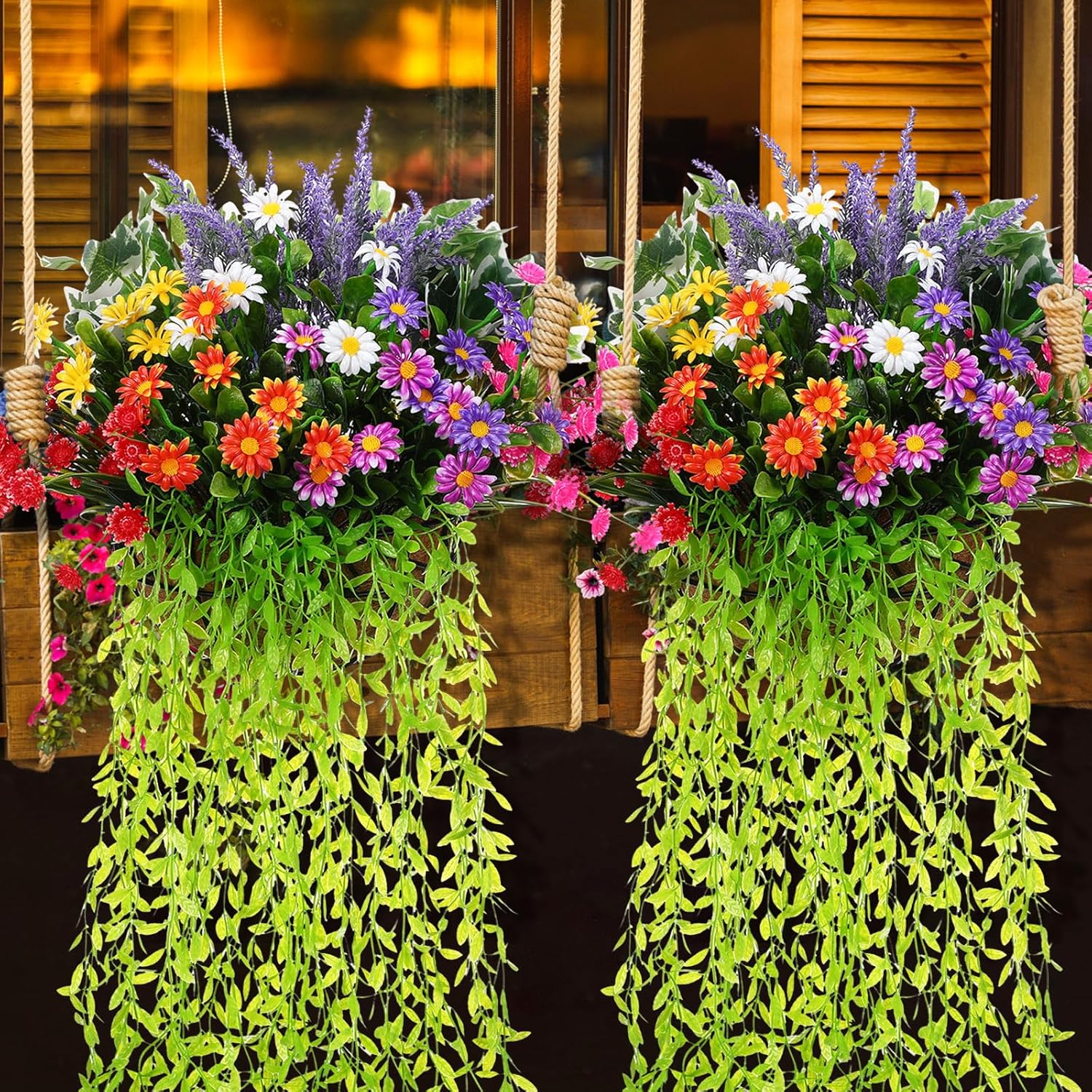 24 Pcs UV Resistant Artificial Plants for Outdoor Decor