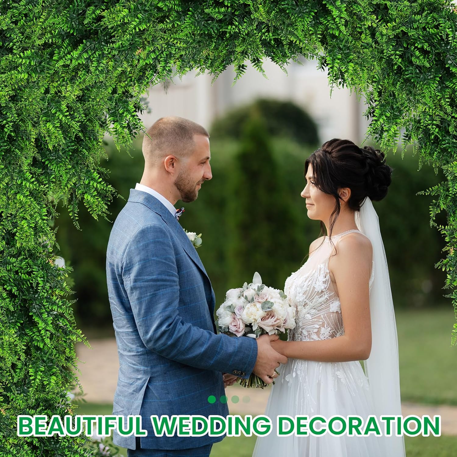 Lyrow 6 Pcs Artificial Hanging Plants 32 Inch Fake Boston Ferns Plastic Faux Decor