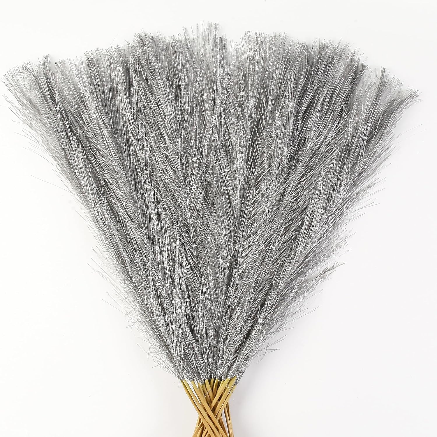 30 pcs Silver Faux Pampas Grass Decor 17 Inch
