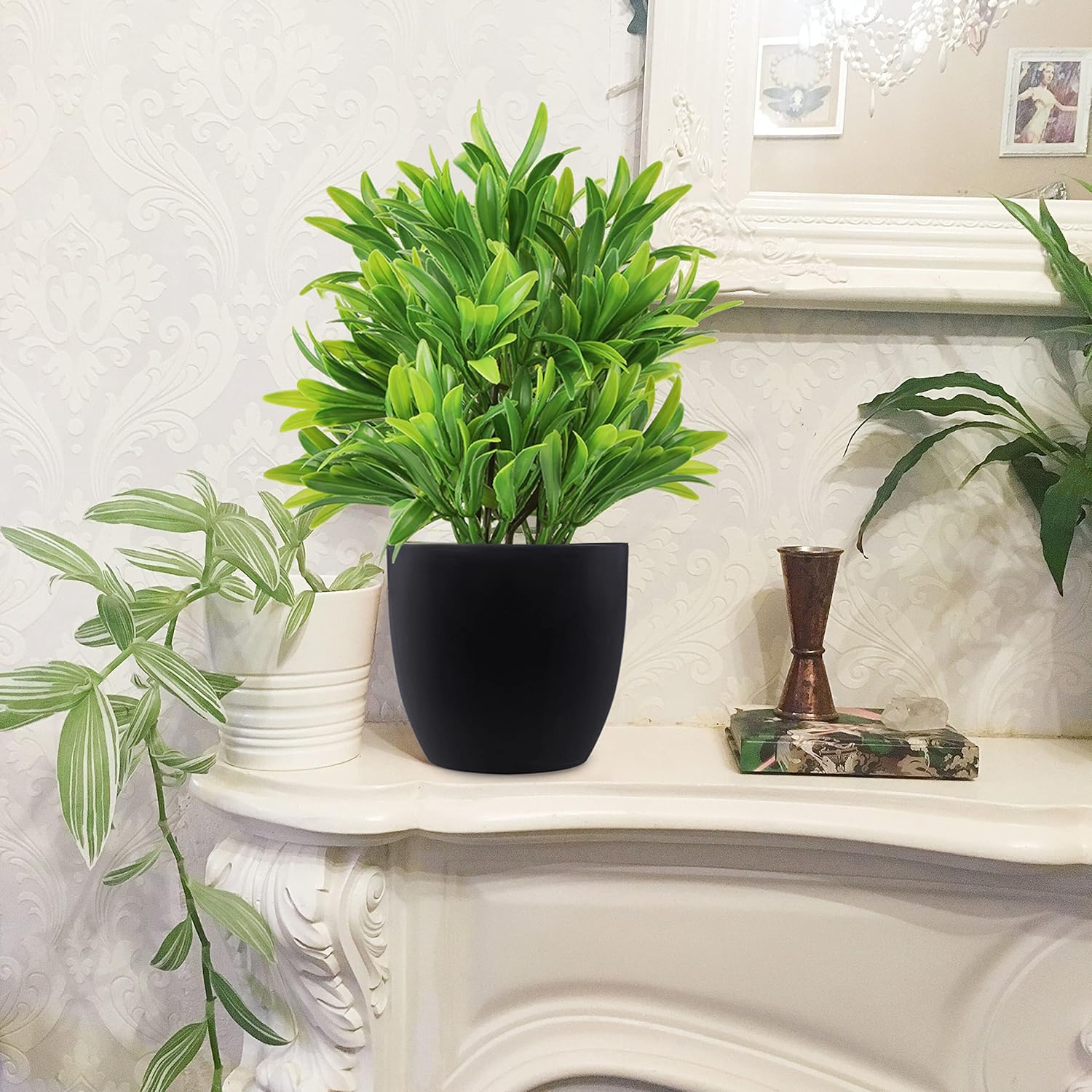 LELEE Artificial Potted Plants 4 Pack Medium Eucalyptus Decorative Grass