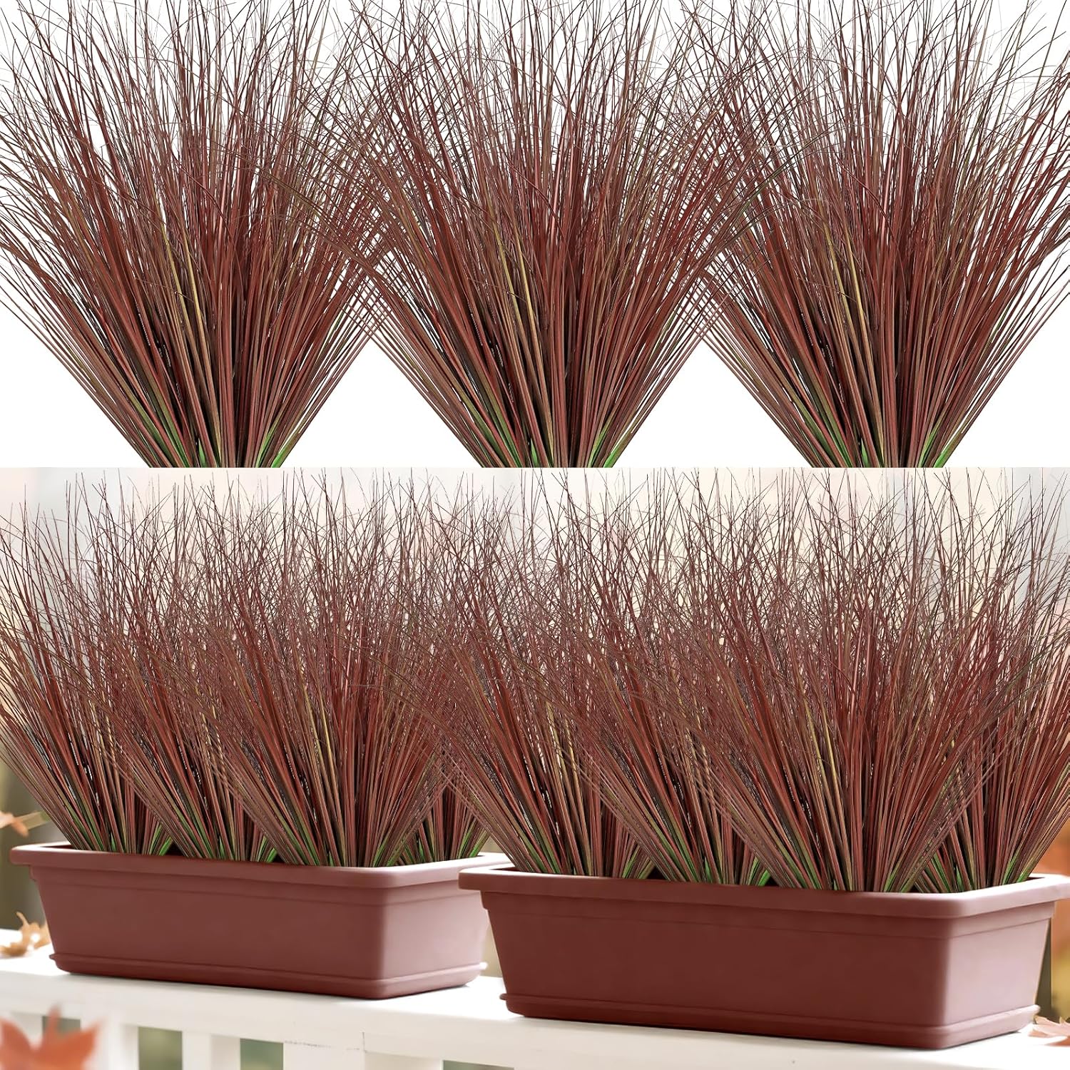 24 Pack Red Artificial Onion Grass for Outdoor and Indoor Decor