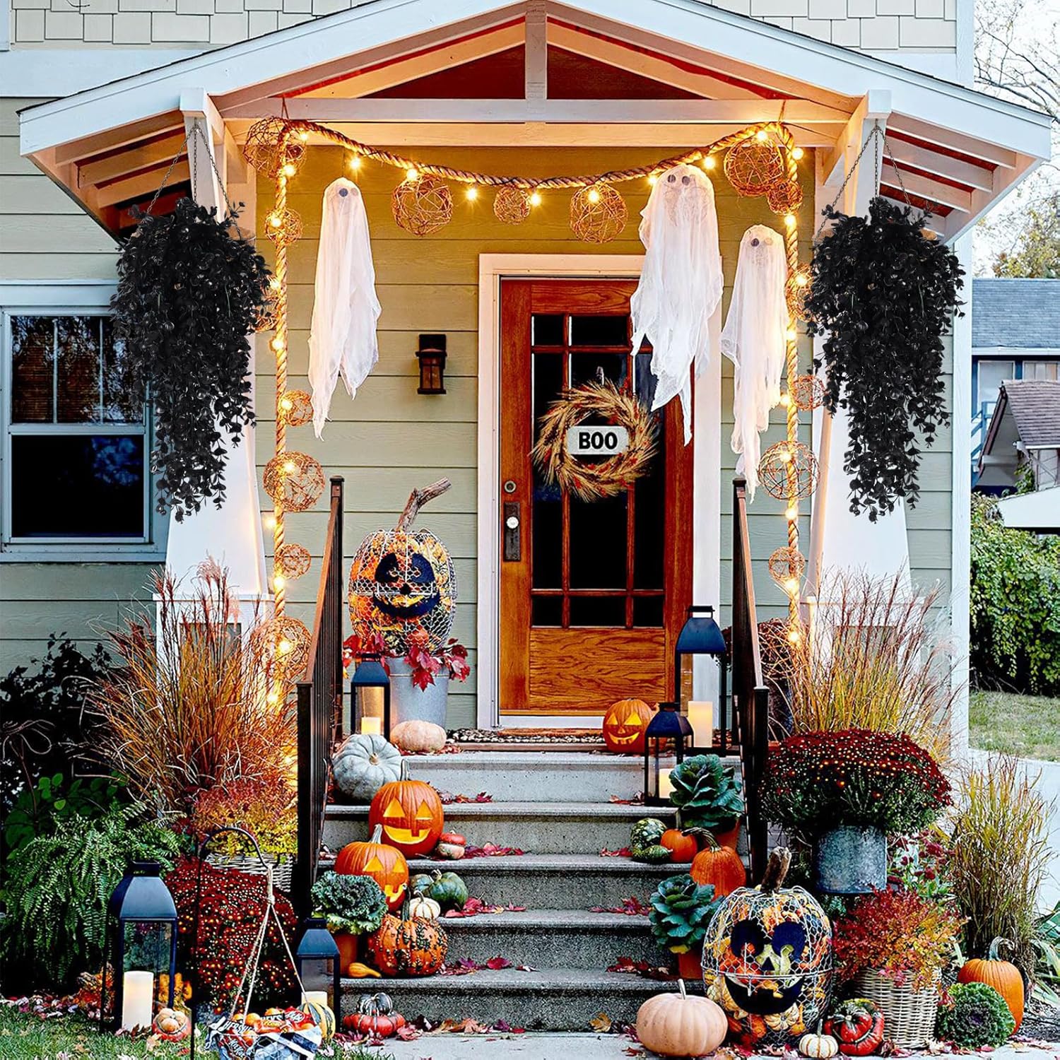 RECUTMS Artificial Hanging Eucalyptus Plant for Wall and Outdoor Decor