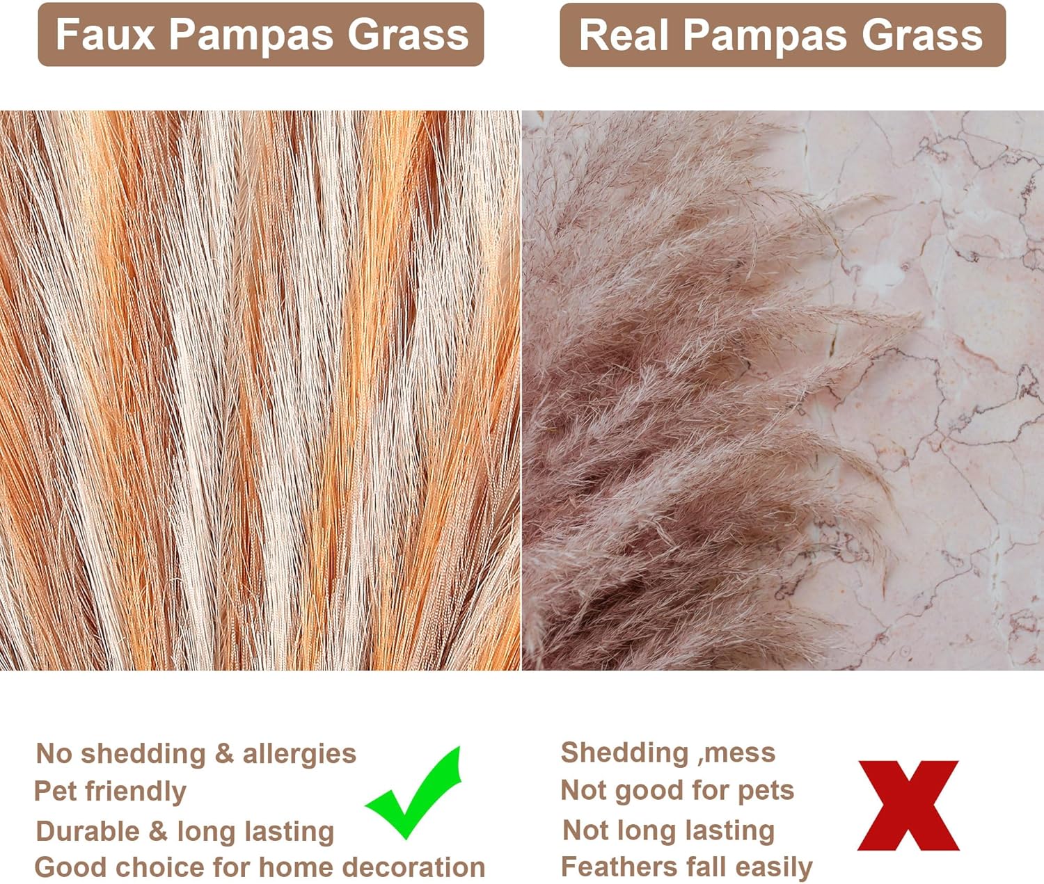 Acfruits 30 Pcs Faux Pampas Grass 17 Inch Decor