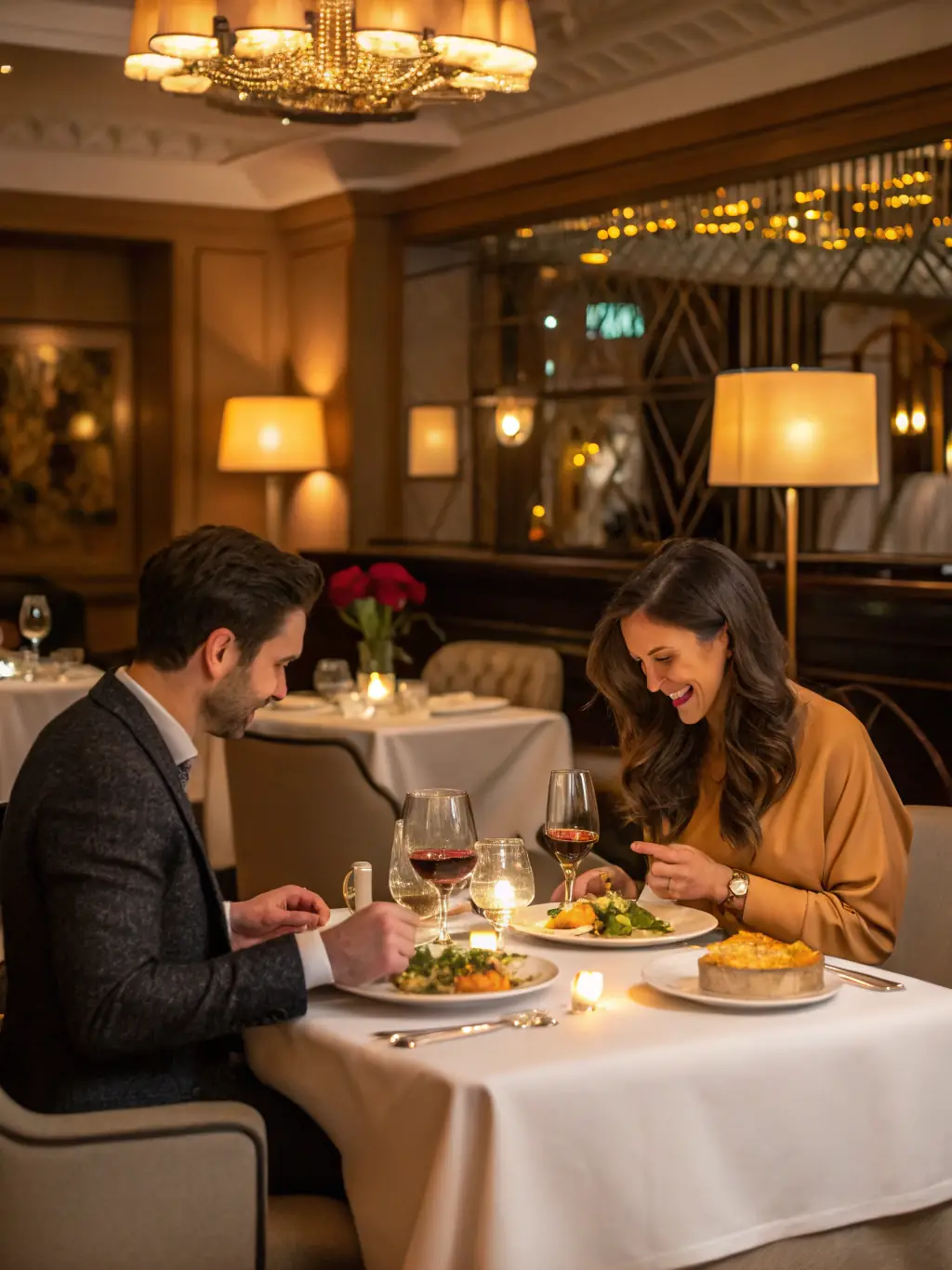 A couple enjoying a private tasting session with CULINARYSHORE's chef, emphasizing the personalized service and customizability of the wedding menus.